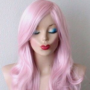 Light Pink Loose Curls Medium Length Clio In Wig